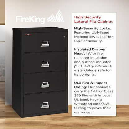 FireKing Lateral 4 Drawer Legal and Letter Fire Safe File Cabinet - Image 3