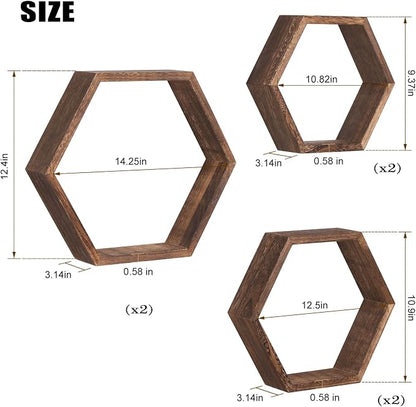 NOVIMANGO Honeycomb Floating Shelves Set of 6, Hexagon Floating Shelves | - Image 3