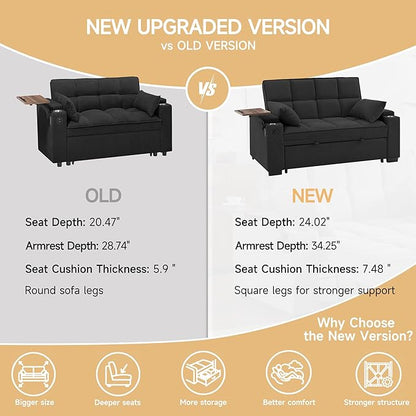 hansones ​66" Multi-Functional Pull-Out Sofa Bed - Image 6