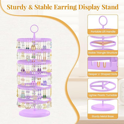 EsLuker.ly Earring Holder Organizer Rotating Stud Display Tree Rack, 6 Tier | - Image 5