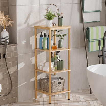 AmazerBath Bamboo Bathroom Shelf, 4-Tier Bathroom Storage Shelf, Space Saver - Image 6