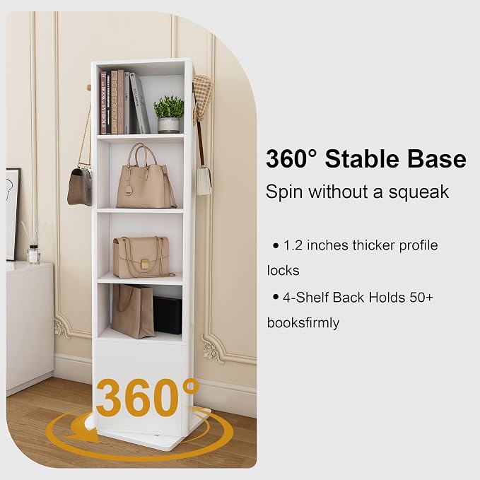 360° Rotating Full-Length Mirror Cabinet, Freestanding Jewelry Armoire Organizer - Image 5