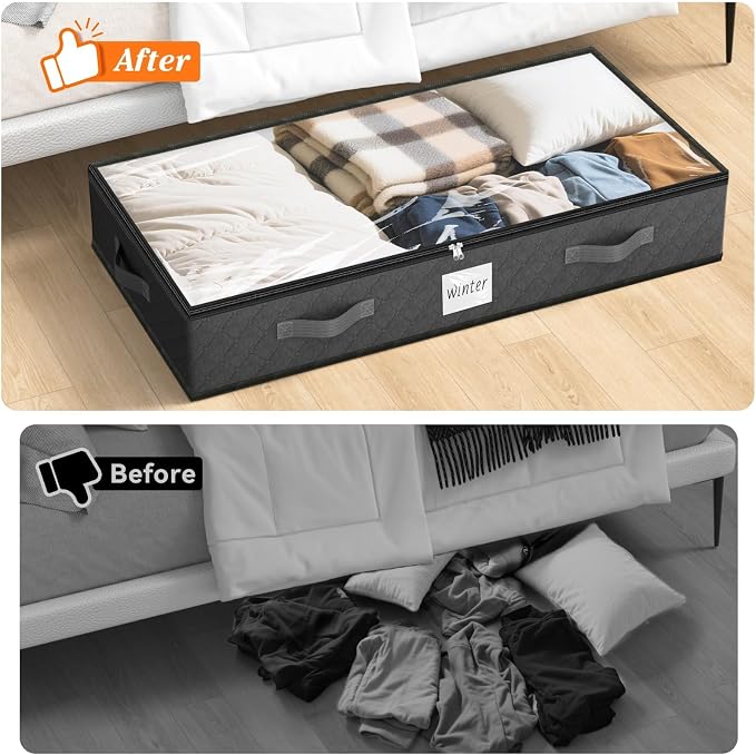 SpaceWhisper 90L Under Bed Storage Containers, Foldable Closet Organizers and - Image 6