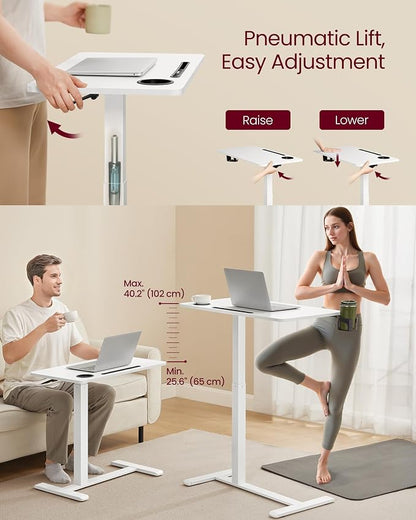 VASAGLE Overbed Table with Wheels, Mobile Standing Computer Desk, 27.6 x 15.7 - Image 4