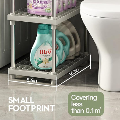 4 Tier White Plastic and Metal Freestanding Shelf Bathroom Organizer, Shelving - Image 6