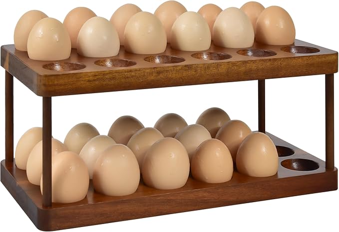 Wooden Double Layer Egg Holder by Sishynio