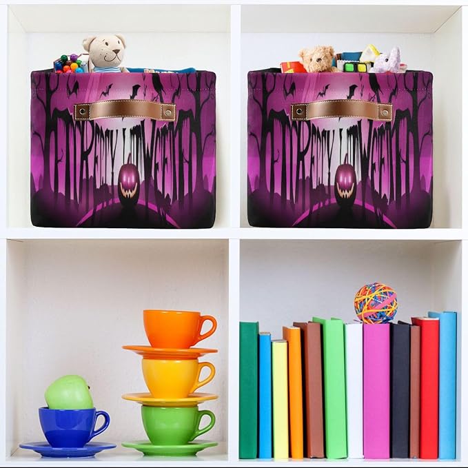 Happy Halloween Pumpkins Foldable Storage Basket, Collapsible Fabric Storage - Image 5