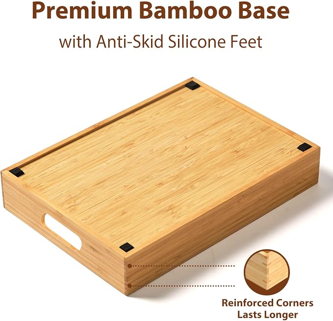 Large Bamboo Food Container Lid Organizer - Image 4