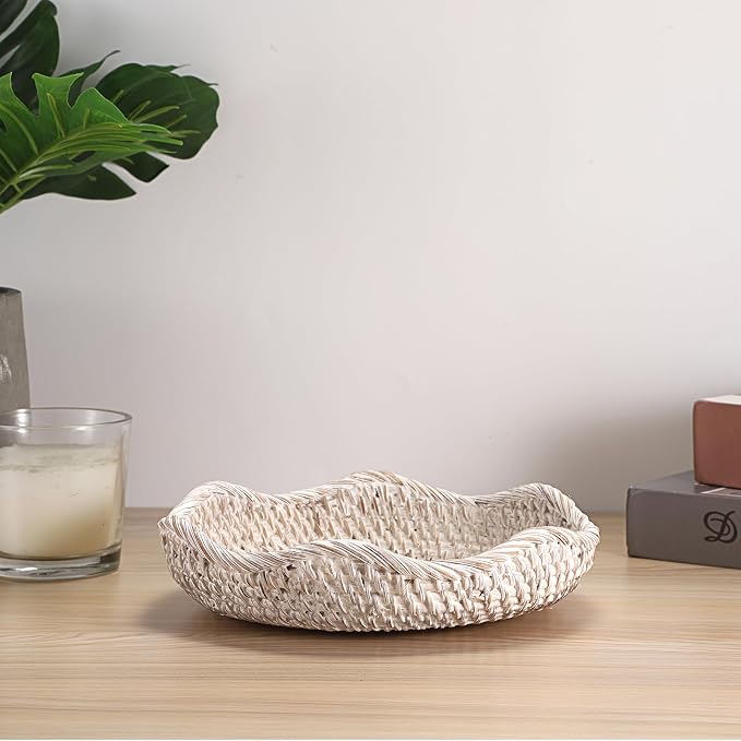 Hipiwe Handwoven Rattan Basket Tray Decorative Key Tray - Image 7