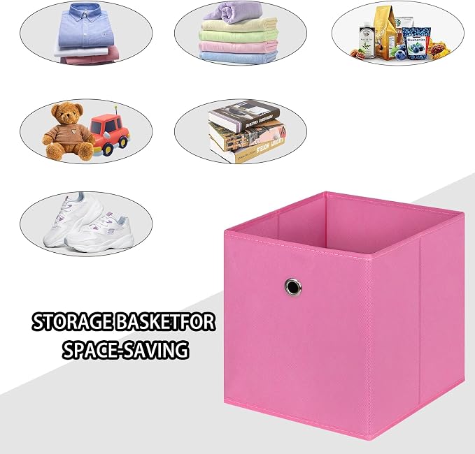 Foldable Storage Cubes Bins, 11 Inch Cloth Storage Cube Fabric Storage Box - Image 3