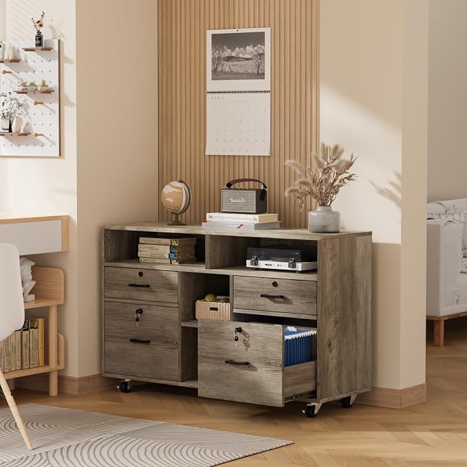 VINGLI Wide 4 Drawer File Cabinet - Image 8