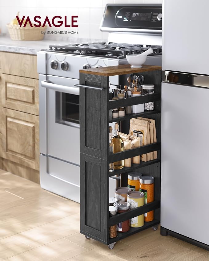 VASAGLE 4-Tier Slide-Out Storage Cart, Slim Kitchen Cart - Image 2
