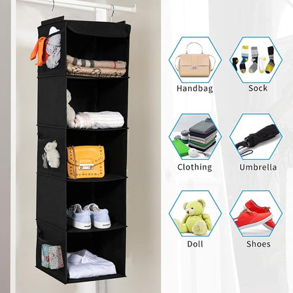 BrilliantJo 2 Pack Hanging Closet Organizer, 5 Shelves Hanging Storage - Image 6
