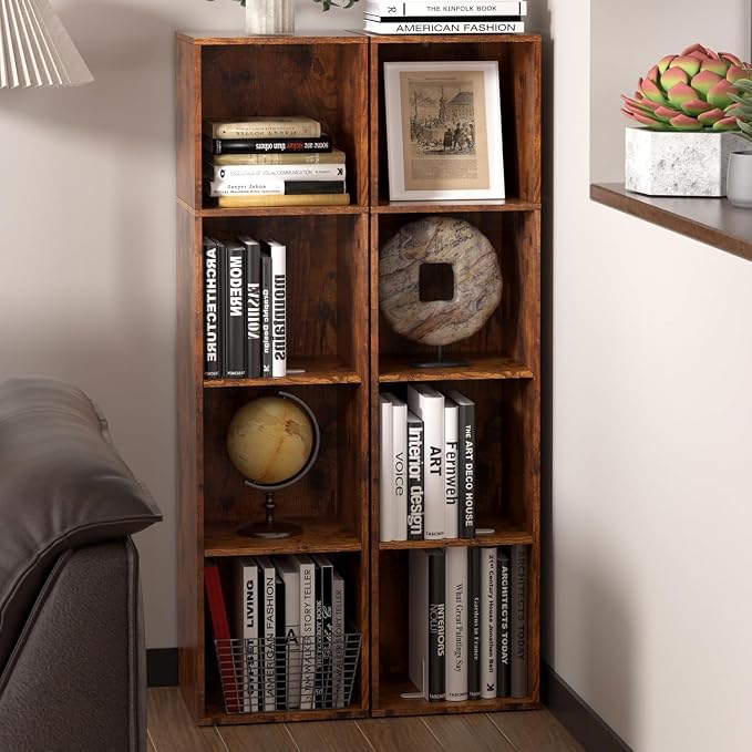 Cube Storage Organizer, 4 Cube Retro Bookshelf, Freestanding 4 Tier Open Shelf - Image 7
