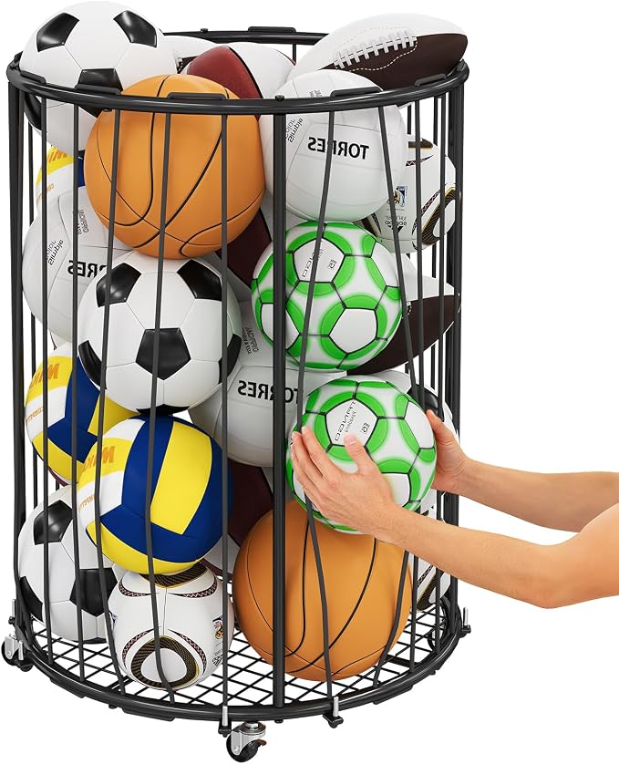 Garage Ball Storage: Round Sports Equipment Organizer by Hencawima