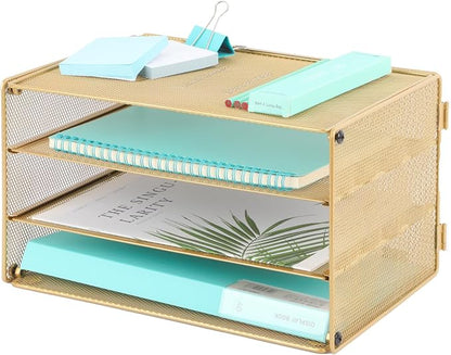 EASEPRES Paper Organizer Tray, 3 Tier Mesh Desk File Organizer Letter Sorter by EASEPRES