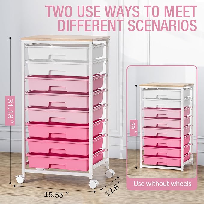 Rolling Cart with Drawers, Craft Storage, Teacher Cart, Storage Cart on Wheels - Image 3