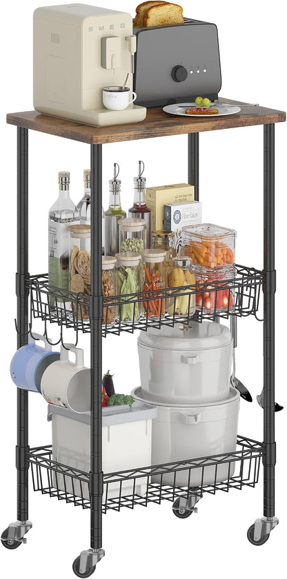 Homeiju Rolling Kitchen Storage Cart, 3-Tier Storage Rack on Caster Wheels - Image 9