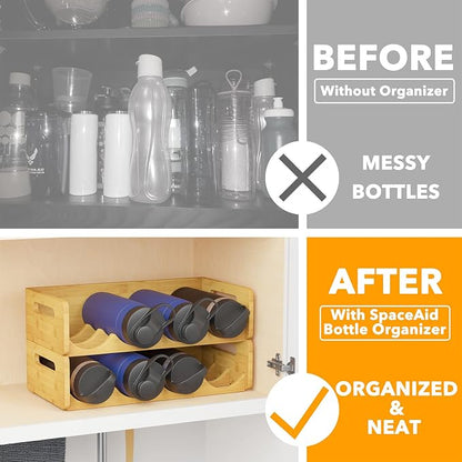 SpaceAid Bamboo Water Bottle Organizer - Image 2