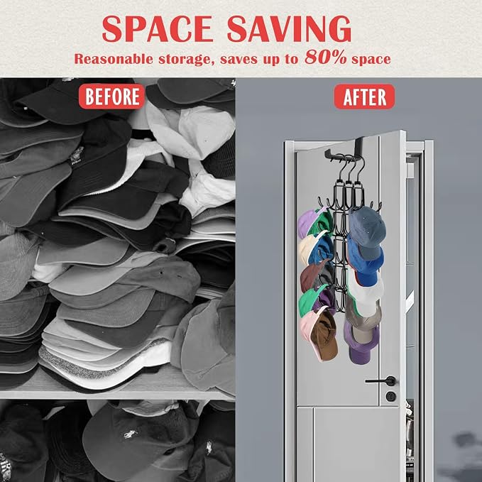 Hat Rack for Door, Collapsible Over The Door Hat Organizer - Image 5