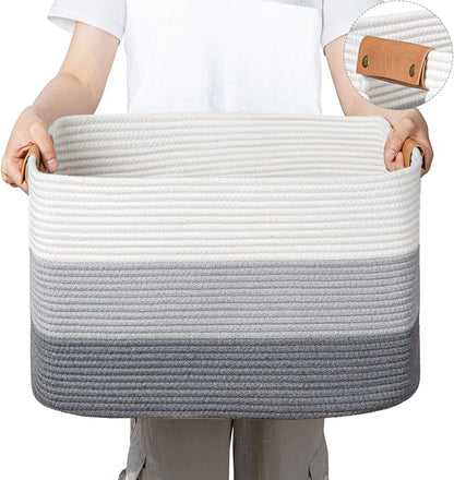 danpinera Rectangle Blanket Storage Basket, 50L Large Decorative Basket Living by danpinera