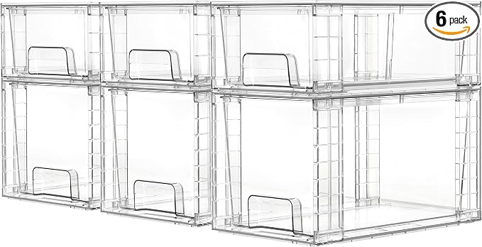 Vtopmart 6 Pack Clear Stackable Storage Drawers, Plastic Drawers by Vtopmart