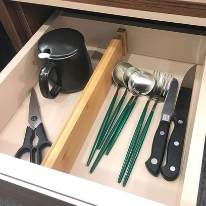 VaeFae Adjustable Bamboo Drawer Dividers, Expandable Drawer Organizer - Image 2