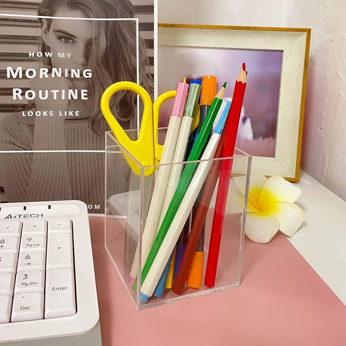 4-Piece Clear Acrylic Pen Holder & Pencil Cup - Image 7