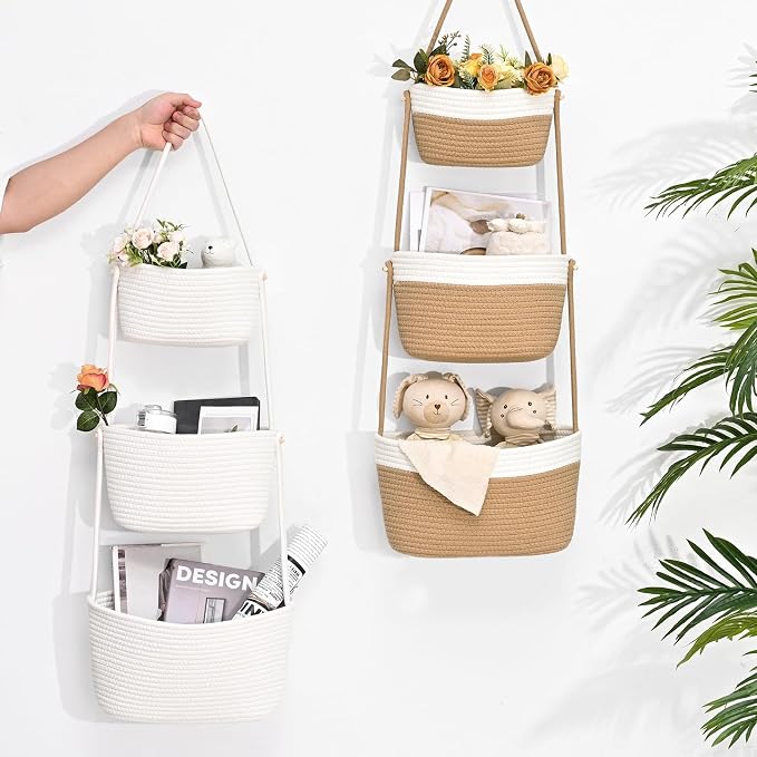 Hanging Basket, 3-Tier Woven Wall Basket - Image 7