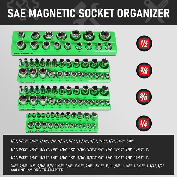 8PCS Magnetic Socket Organizer Set, Magnetic Socket Holder, 1/2" Metric & SAE - Image 5