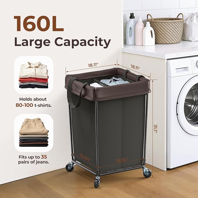 160L Rolling Laundry Basket - Image 2