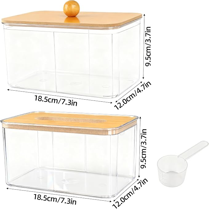 2Pack Dryer Sheet Holder with Bamboo Lid, Acrylic Dryer Sheets Container - Image 4