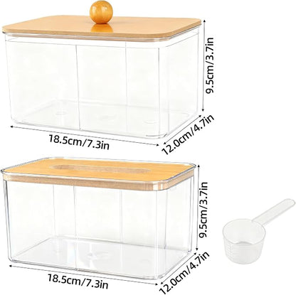 2Pack Dryer Sheet Holder with Bamboo Lid, Acrylic Dryer Sheets Container - Image 4
