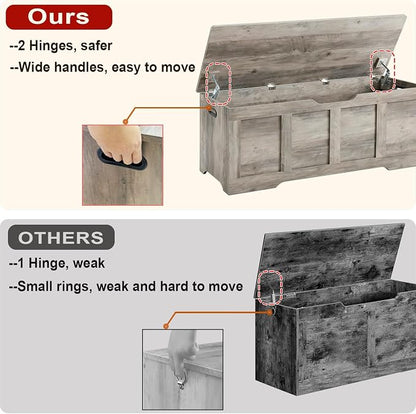 Timberer 47.2" Wooden Storage Chest, Extra Large Storage Trunk | Storage Bench - Image 5