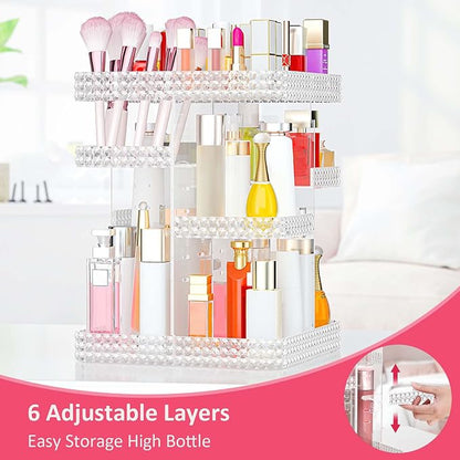 Rotating Makeup Organizer, Large Capacity Cosmetic Display Case, Acrylic - Image 4