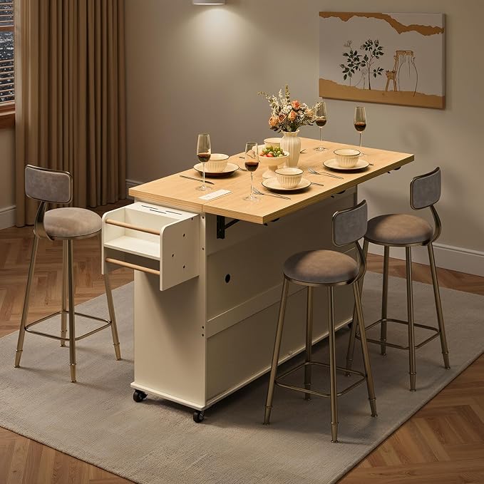 60.2" Kitchen Islands with Storage, Kitchen Island Cart with Trash Can Storage - Image 7