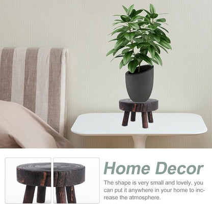 Mini Wooden Stool Display Stand, ULTECHNOVO Solid Wood Stool Plant Stand - Image 4