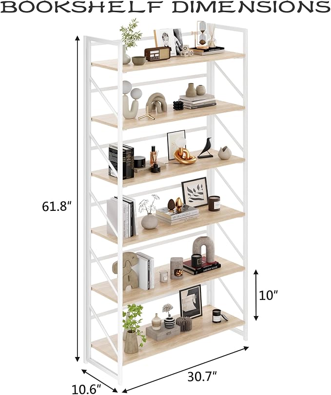 JSB 6 Tier No Assembly Folding Bookshelf, 30.7" Wide Foldable Storage Bookcase - Image 3