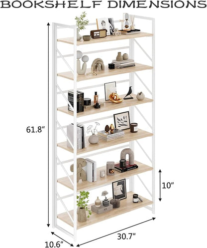 JSB 6 Tier No Assembly Folding Bookshelf, 30.7" Wide Foldable Storage Bookcase - Image 3
