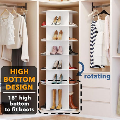 SpaceAid Rotating Shoe Rack 6 Tier Organizer, High Bottom Design Shoe Tower - Image 4