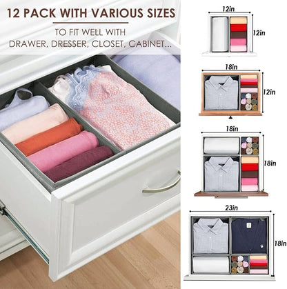 12 Pack Drawer Organizers for Clothing, Foldable Clothes Storage Box Closet - Image 3