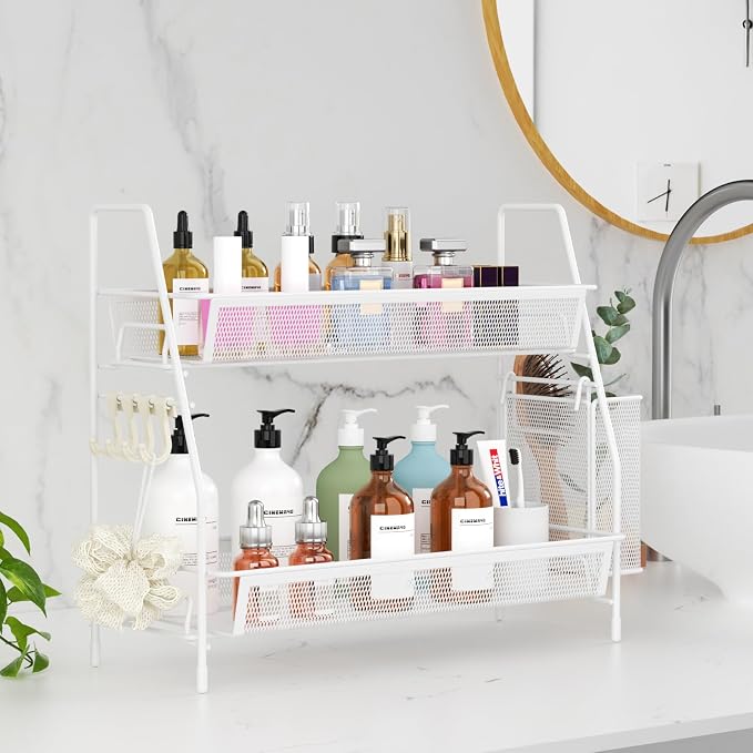 VITVITI 2-Tier Bathroom Organizer Countertop, Metal Wire Mesh Bathroom Counter - Image 2