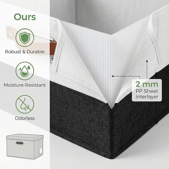 PRANDOM Storage Bins with Lids Linen Fabric Foldable Storage Boxes Organizer - Image 4