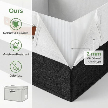 PRANDOM Storage Bins with Lids Linen Fabric Foldable Storage Boxes Organizer - Image 4