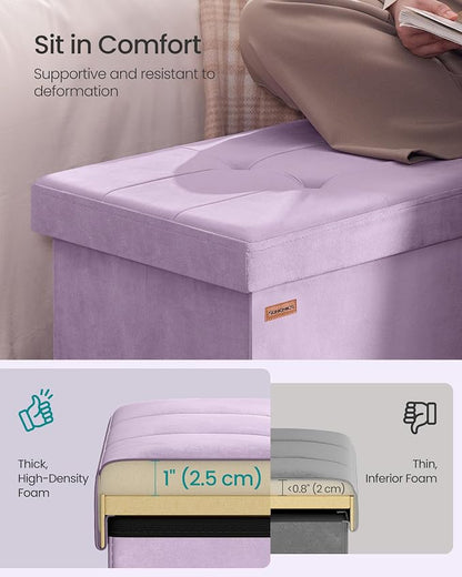 SONGMICS Velvet Storage Ottoman, Folding Storage Bench - Image 4