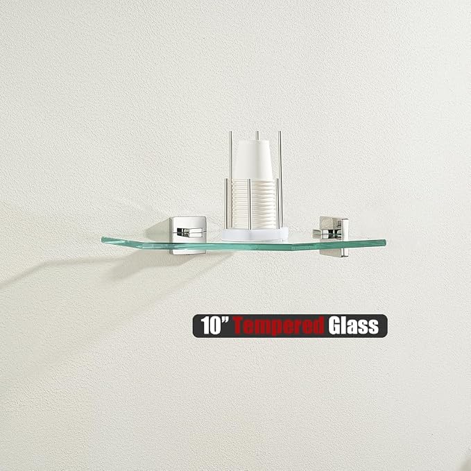 JQK Corner Glass Shelf, Polished Chrome Bathroom 304 Stainless Steel Shower - Image 5