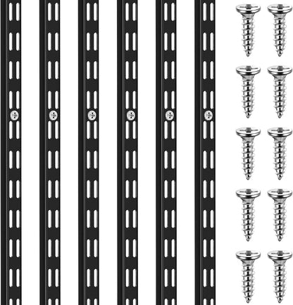 6 Pcs Dual Track Upright Wall Shelving System Heavy Duty Support System Twin by Unknown