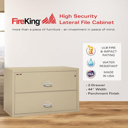 FireKing Fireproof Lateral File Cabinet, 27.75" H x 44.5" W x 22.13" D - Image 3