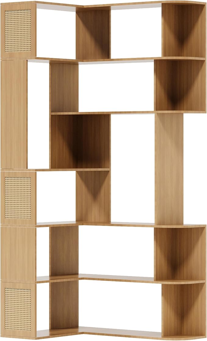 Corner Bookshelf 7-Tier, Farmhouse Corner Shelf, Tall Book Shelf L-Shaped Shelf - Image 9