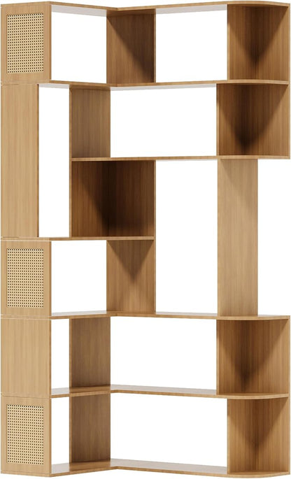 Corner Bookshelf 7-Tier, Farmhouse Corner Shelf, Tall Book Shelf L-Shaped Shelf - Image 9